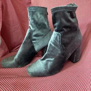 Rich blue velvet ankle boots